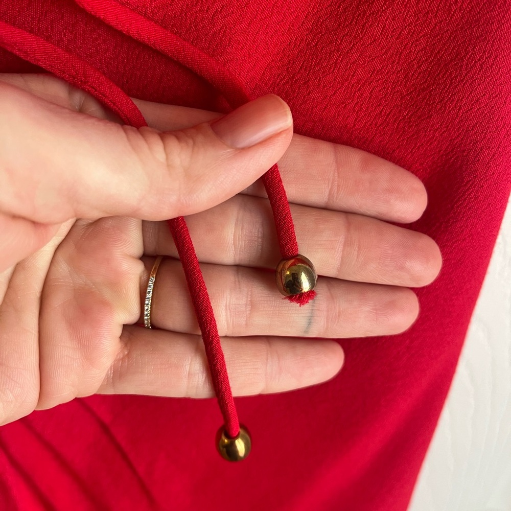 Red Backless Cowl Neck Dress w/ Side Slits - Picture 9 of 10